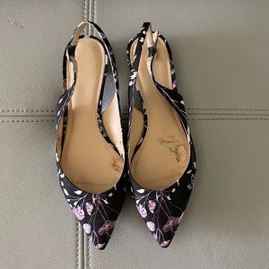 Ivanka Trump black printed slingback flats